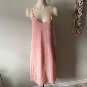 Wilfred Free Felicity Pink Slip Dress Midi Spaghetti Strap Open Back Size Small